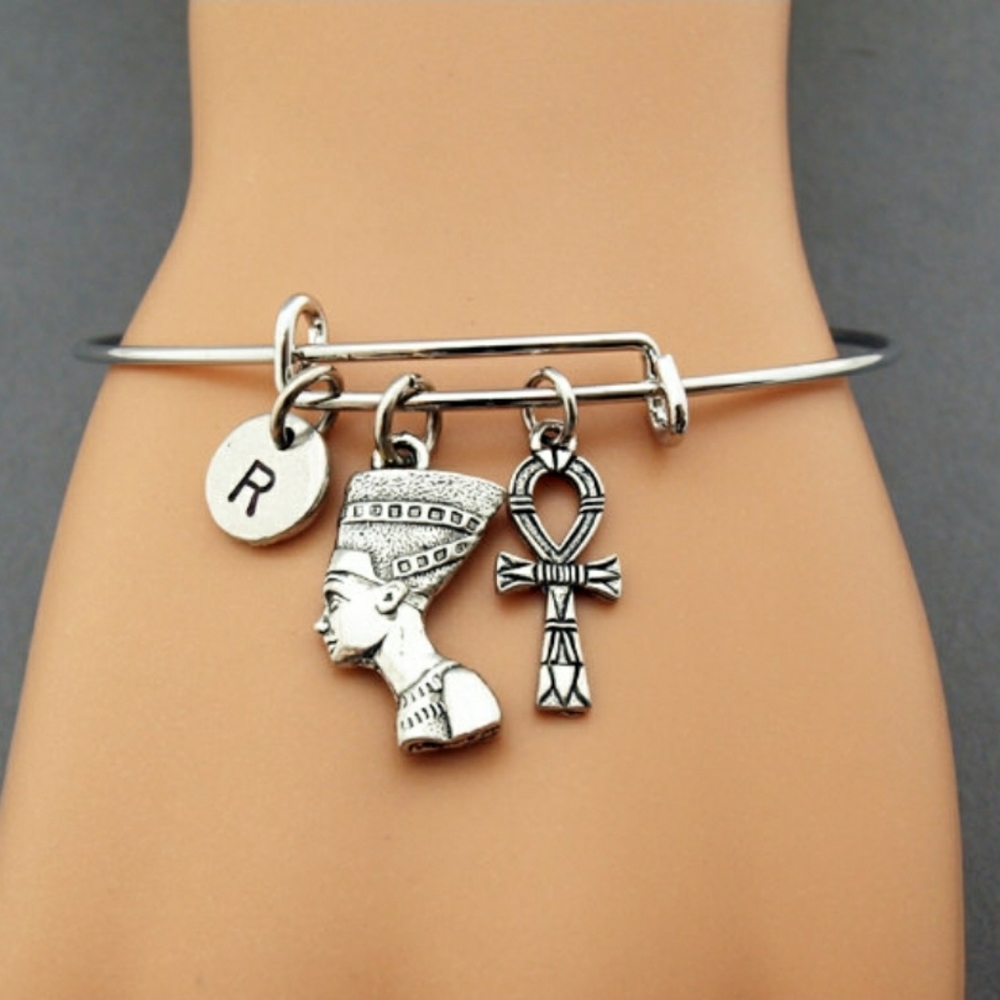 Nefertiti bracelet personalized letter silver quee
